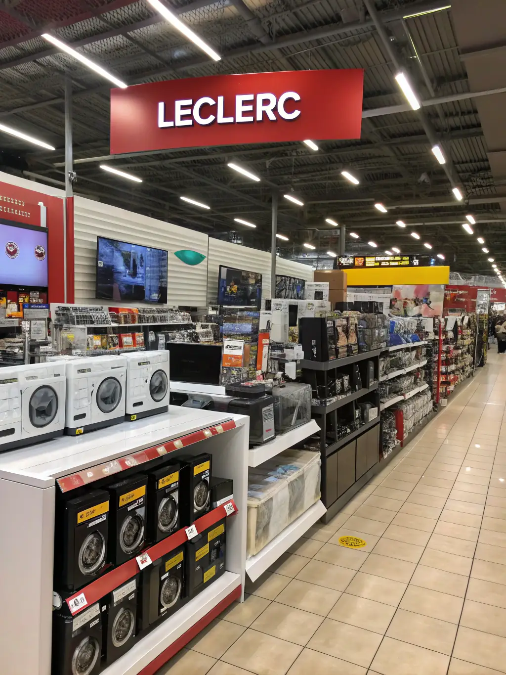 Ein Bild von Preisschildern mit deutlichen Rabatten auf verschiedenen Haushalts- und Elektronikartikeln, aufgenommen im MSM Retourenmarkt-Showroom.