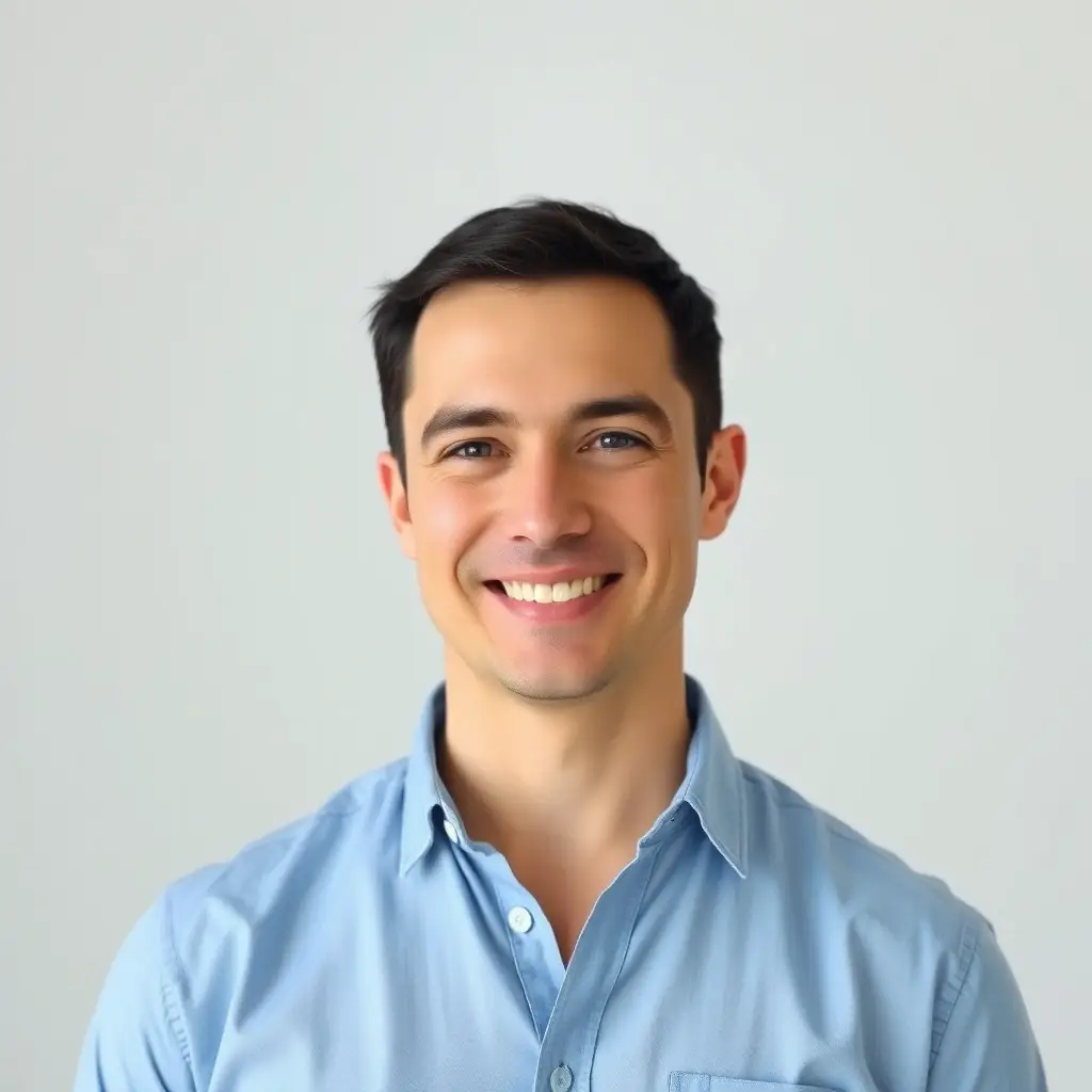 Portrait photo of a smiling adult user in casual clothing, neutral background, used as a profile picture for a trustworthy ecommerce account.